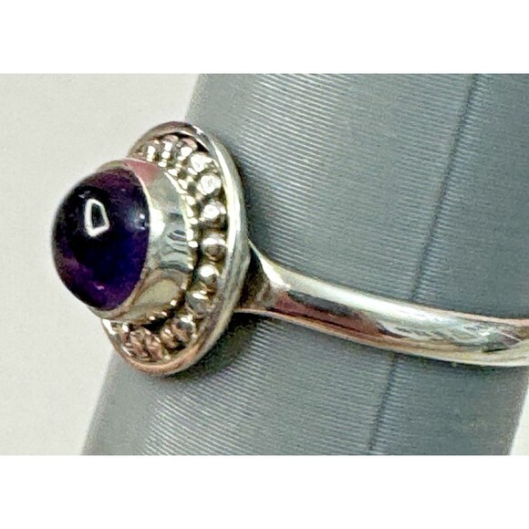New 925 Amethyst Ring Size 8.5 – Purple Cabochon Halo - Picture 6 of 11